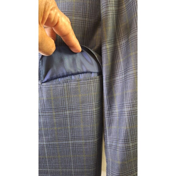 SARTORIA PARTENOPEA NAPOLI Men's 54L Sport Coat Blazer Wool Navy Check Business - Picture 8 of 16